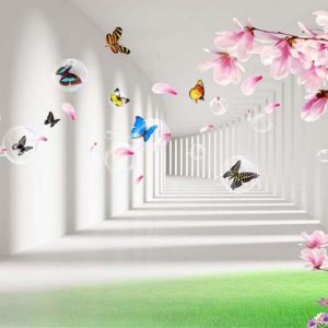 Tranh 3D hiện đại Hành lang hoa