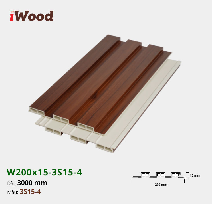 Tấm ốp tường trần 3 sóng iWood 3S15-4
